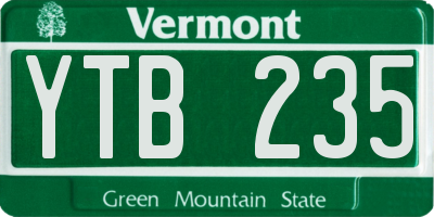 VT license plate YTB235