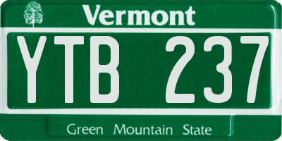 VT license plate YTB237