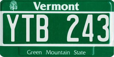 VT license plate YTB243