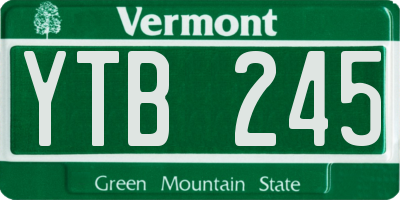 VT license plate YTB245