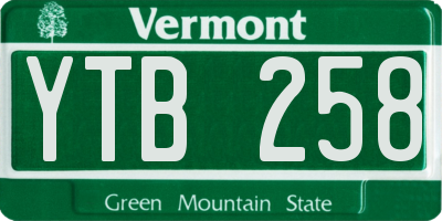 VT license plate YTB258