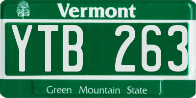 VT license plate YTB263