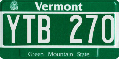 VT license plate YTB270