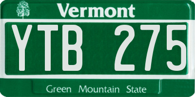 VT license plate YTB275