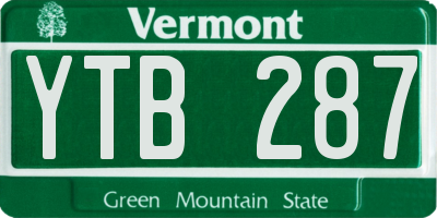 VT license plate YTB287
