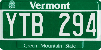 VT license plate YTB294