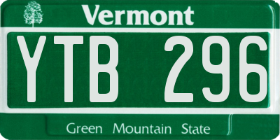 VT license plate YTB296