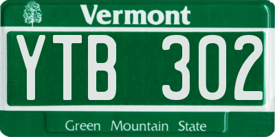 VT license plate YTB302