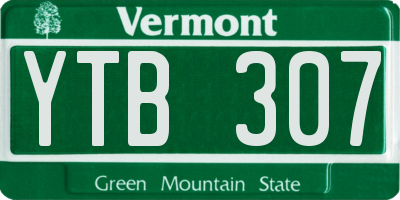 VT license plate YTB307