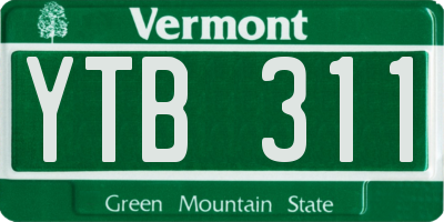 VT license plate YTB311