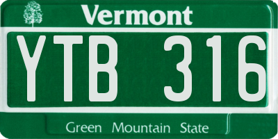 VT license plate YTB316