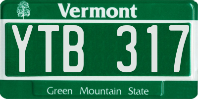 VT license plate YTB317