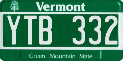 VT license plate YTB332