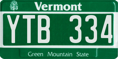 VT license plate YTB334