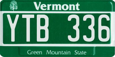 VT license plate YTB336