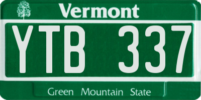 VT license plate YTB337
