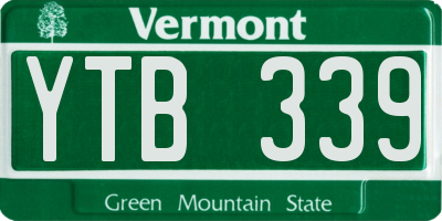 VT license plate YTB339