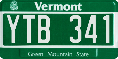 VT license plate YTB341