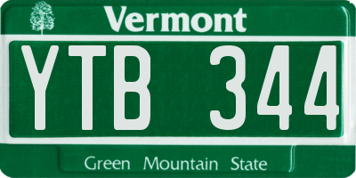 VT license plate YTB344