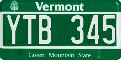 VT license plate YTB345