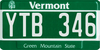 VT license plate YTB346