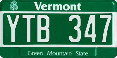 VT license plate YTB347