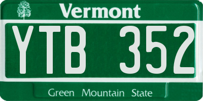 VT license plate YTB352
