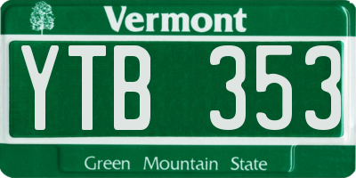 VT license plate YTB353