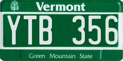 VT license plate YTB356
