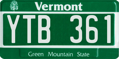 VT license plate YTB361