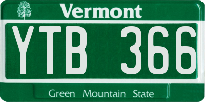 VT license plate YTB366