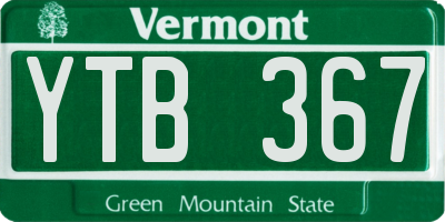 VT license plate YTB367