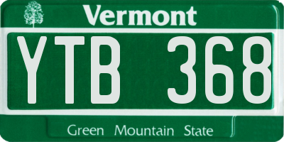 VT license plate YTB368