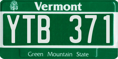 VT license plate YTB371