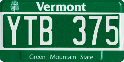 VT license plate YTB375