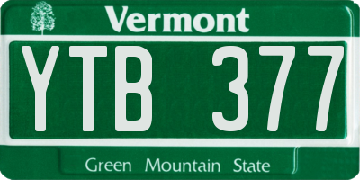 VT license plate YTB377