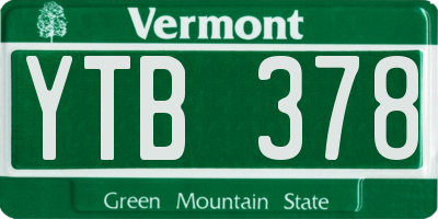 VT license plate YTB378