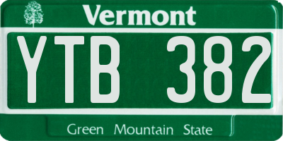 VT license plate YTB382
