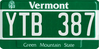 VT license plate YTB387