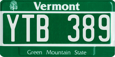 VT license plate YTB389