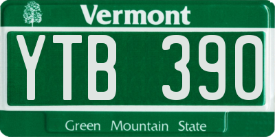 VT license plate YTB390