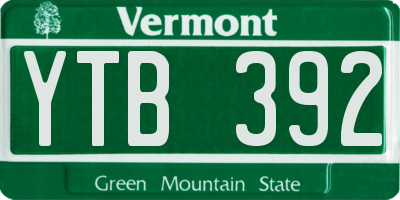 VT license plate YTB392