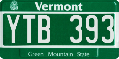 VT license plate YTB393