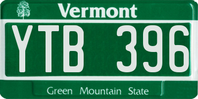 VT license plate YTB396