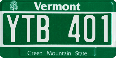 VT license plate YTB401