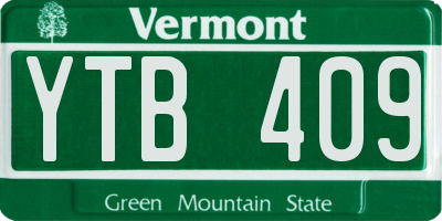 VT license plate YTB409