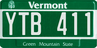VT license plate YTB411
