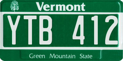 VT license plate YTB412