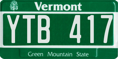 VT license plate YTB417