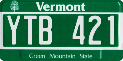 VT license plate YTB421